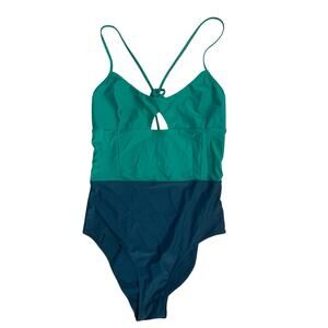 10 Summersalt The Swan Dive One-Piece Green Colorblock Swimsuit Bathing Suit